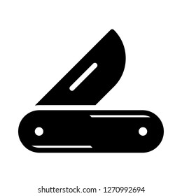 Folding Knife Icon Vector Illustration in Glyph Style for Any Purpose