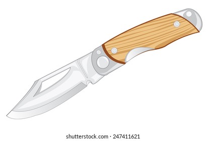 Folding knife on white background is insulated