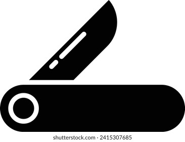 folding knife solid and glyph vector illustration