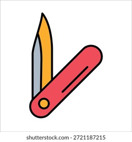 Plantilla de línea de icono de Vector de cuchillo plegable