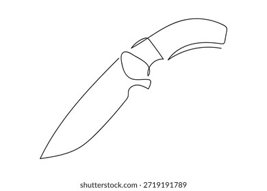 Cuchillos plegables, armas de cuchillo, en línea continua. Ilustración vectorial de dibujo de una sola línea.