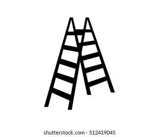 folding ladder construction repair fix engineering tool equipment image vector icon logo silhouette