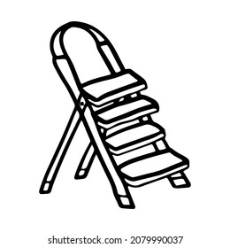 Folding ladder in doodle style. Isolated vector.