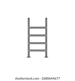 A arte da linha da escada de dobramento, ícone vetor simples de uma escada de degraus para tarefas domésticas, reparação ou construção.