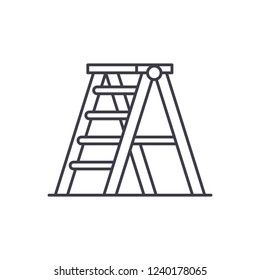 Folding ladder line icon concept. Folding ladder vector linear illustration, symbol, sign