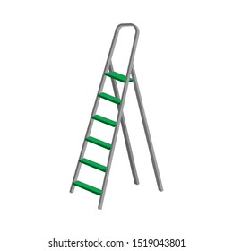 Folding Ladder Opened With Green Steps Vector Illustration