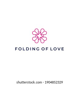 folding love logo vector modern simple circle concept