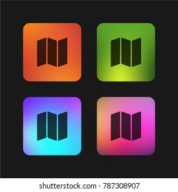 Folding map four color gradient app icon design