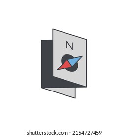 folding map icon in color icon, isolated on white background 