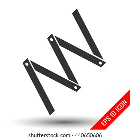 Folding measure icon. Simple flat logo of folding measure on white background. Carpenter's measure. Vector illustration.