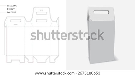 Folding package for wine bottle gift craft box die-cut template with mockup