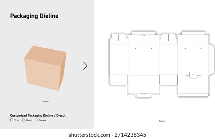 Caja de embalaje plegable Dieline Plantilla