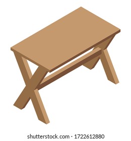Folding picnic table icon. Isometric of folding picnic table vector icon for web design isolated on white background