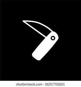 Folding Pocket Knife Icon on Black Background
