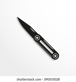 Folding pocket knife. Vector icon.