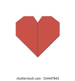 Folding red heart -vector