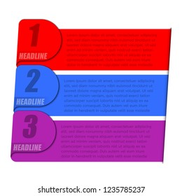 Folding ribbon insert under paper infographic with colorful color and shadows