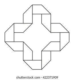 Folding ribbon vector illustration, logo design element
