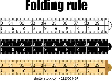 Folding ruler, zig-zag ruler, or jointed rules isolated vector on white background. The measuring tool is used to measure longer distances that are further away and difficult to reach.