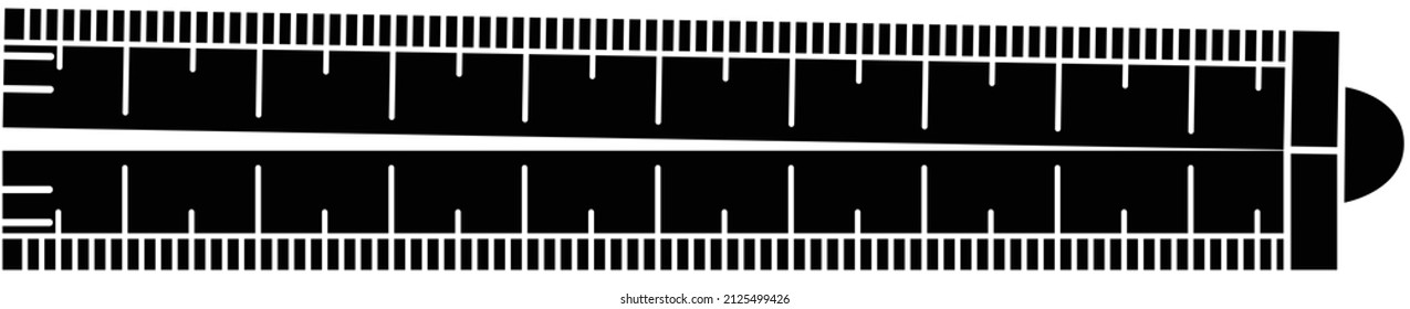 La regla plegable, la regla zig-zag o las reglas combinadas aislan el vector sobre el fondo blanco. La herramienta de medición se utiliza para medir distancias más largas que están más lejos y son difíciles de alcanzar.