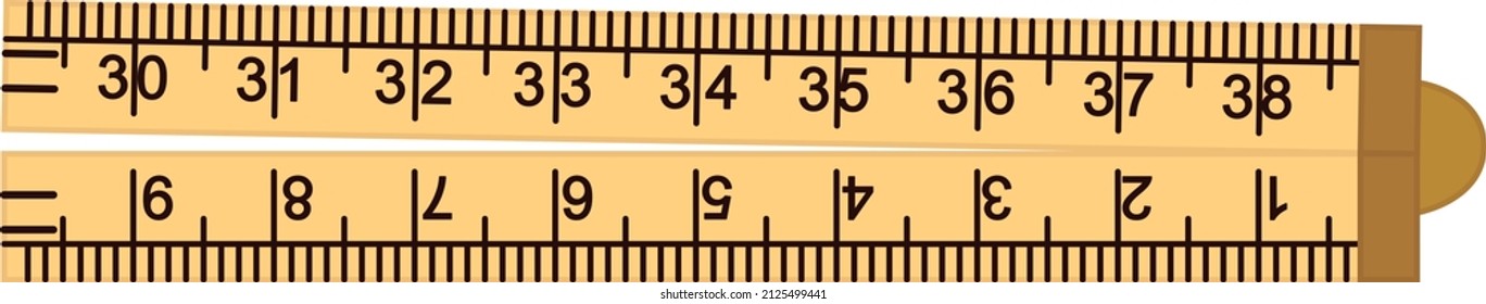 La regla plegable, la regla zig-zag o las reglas combinadas aislan el vector sobre el fondo blanco. La herramienta de medición se utiliza para medir distancias más largas que están más lejos y son difíciles de alcanzar.