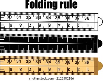 La regla plegable, la regla zig-zag o las reglas combinadas aislan el vector sobre el fondo blanco. La herramienta de medición se utiliza para medir distancias más largas que están más lejos y son difíciles de alcanzar.