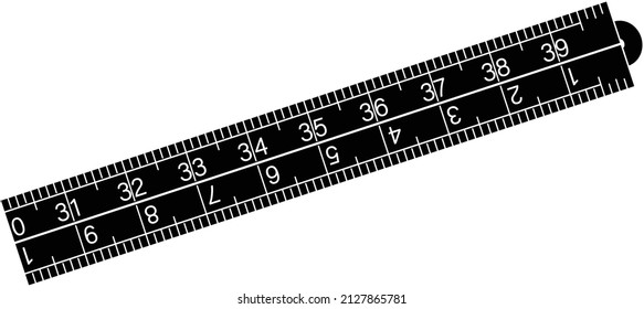 La regla plegable, la regla zig-zag o las reglas combinadas aislan el vector sobre el fondo blanco. La herramienta de medición se utiliza para medir distancias más largas que están más lejos y son difíciles de alcanzar.