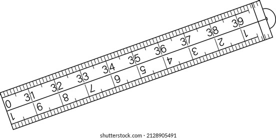 La regla plegable, la regla zig-zag o las reglas combinadas aislan el vector sobre el fondo blanco. La herramienta de medición se utiliza para medir distancias más largas que están más lejos y son difíciles de alcanzar.