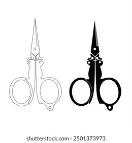 folding scissors in black and white

