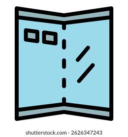 Folding screen icon. Outline folding screen vector icon color flat isolated