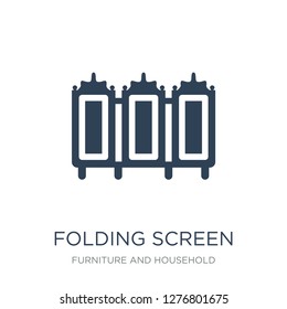 folding screen icon vector on white background, folding screen trendy filled icons from Furniture and household collection, folding screen vector illustration