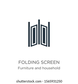 Folding screen icon vector. Trendy flat folding screen icon from furniture and household collection isolated on white background. Vector illustration can be used for web and mobile graphic design, 