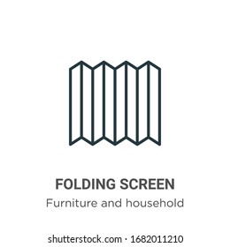 Folding screen outline vector icon. Thin line black folding screen icon, flat vector simple element illustration from editable furniture and household concept isolated stroke on white background