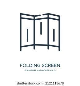 folding screen thin line icon. screen, device linear icons from furniture and household concept isolated outline sign. Vector illustration symbol element for web design and apps.