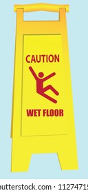 Folding a signal of a slippery field in public areas. Vector illustration.