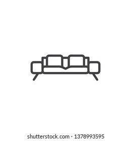 Folding sofa bed line icon. linear style sign for mobile concept and web design. Lounge armchair furniture outline vector icon. Symbol, logo illustration. Pixel perfect vector graphics