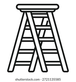 Escalera de paso plegable está de pie y esperando las tareas domésticas