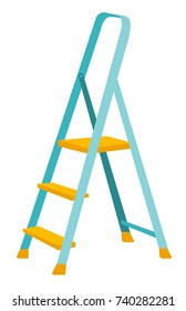 Folding step ladder. Vector cartoon illustration isolated on white background.