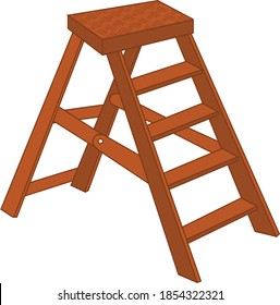 Folding step stool chair vector art and illustration