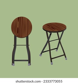 Folding stool or foldable chair. Folding metal chair of Hong Kong style.