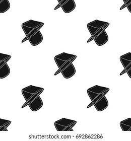 Folding stool icon in black style isolated on white background. Fishing symbol stock vector illustration.