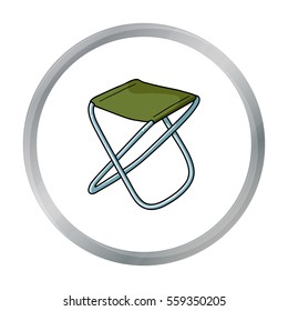 Folding stool icon in cartoon style isolated on white background. Fishing symbol stock vector illustration.