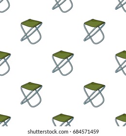 Folding stool icon in cartoon style isolated on white background. Fishing symbol stock vector illustration.