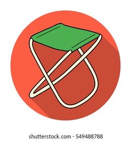 Folding stool icon in flat style isolated on white background. Fishing symbol stock vector illustration.