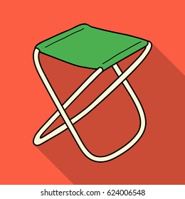 Folding stool icon in flat style isolated on white background. Fishing symbol stock vector illustration.