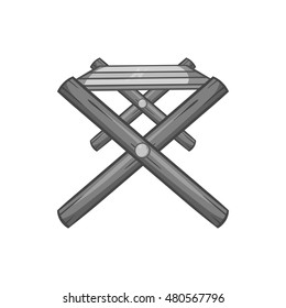 Folding table icon in black monochrome style isolated on white background. Furniture symbol vector illustration