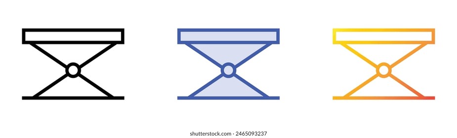 icono de tabla plegable. Diseño de estilo de relleno lineal, azul y degradado aislado sobre fondo blanco
