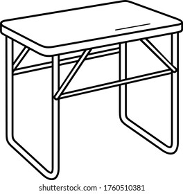 Folding table. Vector outline icon.