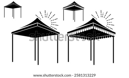 folding tent for sun, black isolate silhouette