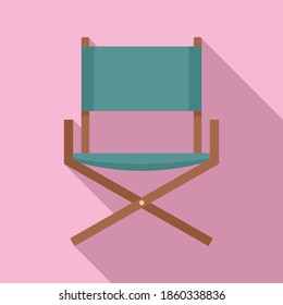 Folding textile chair icon. Flat illustration of folding textile chair vector icon for web design